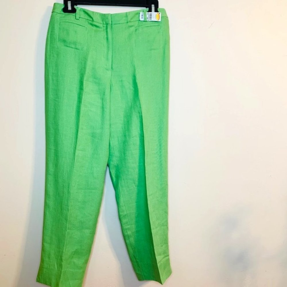 Talbots New Green Linen Pants Size 8P Petite